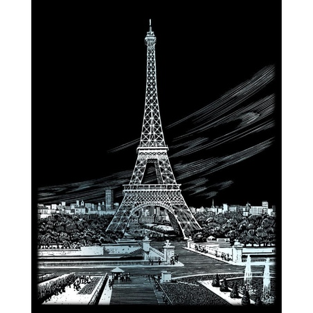Set gravura pe folie argintie - Turnul Eifel