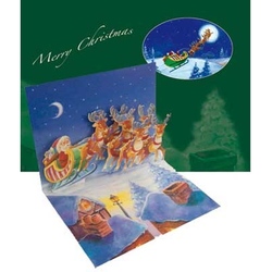 Felicitare de iarna "Santa over roof". o felicitare care va aduce spiritul Craciunului mai aproape de cei dragi
