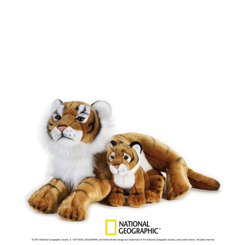 Jucarie din plus National Geographic Tigru cu pui 48 cm