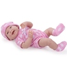 Bebelus fetita in costum roz cu buline albe