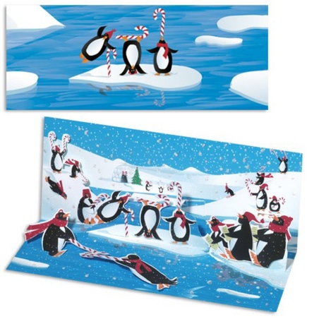 Felicitare Pinguini-3D Panoramics - felicitare de Craciun ca cele mai frumoase sarbatori de iarna sa fie perfecte.
