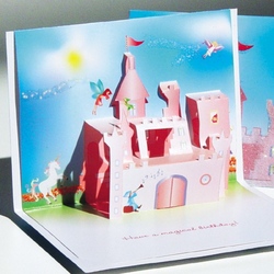 Felicitare Castelul printeselor-3D stil Origami. .O felicitare pentru  fetite printesa.