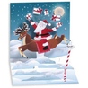 Felicitare 3D pentru iarna-Mos Craciun calatorind pe Ren