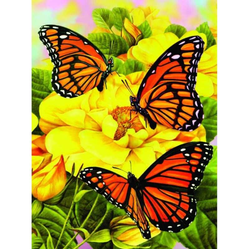 Prima mea pictura pe numere junior mica - Fluturi Majestic Monarchs