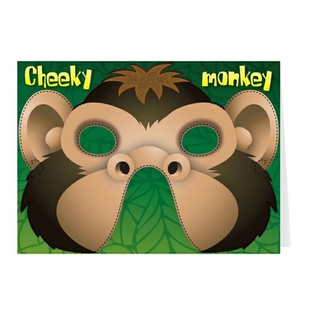 Felicitare cu masca Cheeky Monkey. O felicitare cu masca pentru cei dragi.
