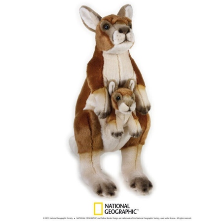 Jucarie din plus National Geographic Cangur cu pui 44 cm