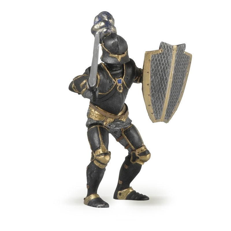 Figurina Papo-Cavaler in armura (negru)