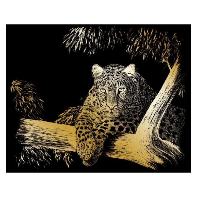 Gravura aurie-Ghepard la panda 21x30 cm