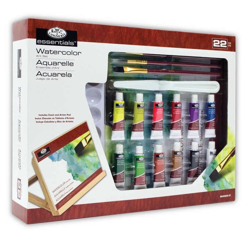 Trusa pictura acuarela cu sevalet 22 piese 33x26x6 cm