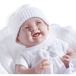 Jucarie bebelus 39 cm cu trusou alb si suzeta cu etui si biberon