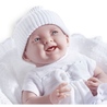 Jucarie bebelus 39 cm cu trusou alb si suzeta cu etui si biberon