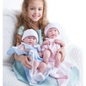 Jucarie Bebe baiat 43 cm costum vara bleu si paturica