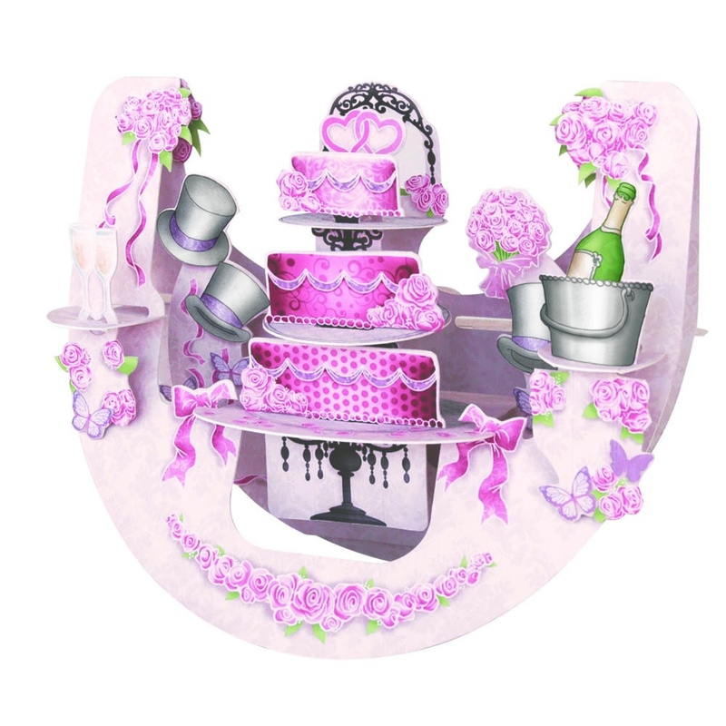 Felicitare 3D PopnRock - Tort roz - o felicitare aniversara 3D, cu elemente mobile si camp pentru mesaj pe spate.