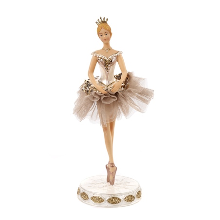 Statueta balerina costum din tiul crem cu paiete