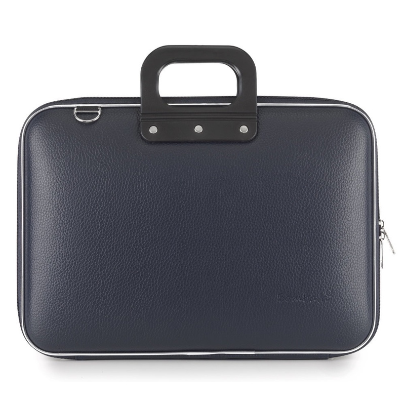 Geanta lux business laptop 15 in Clasic vinil Bombata-Bleumarin