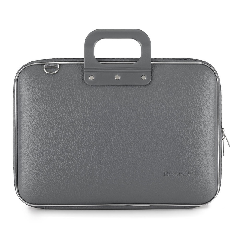 Geanta lux business laptop 15 in Clasic vinil Bombata-Gri inchis