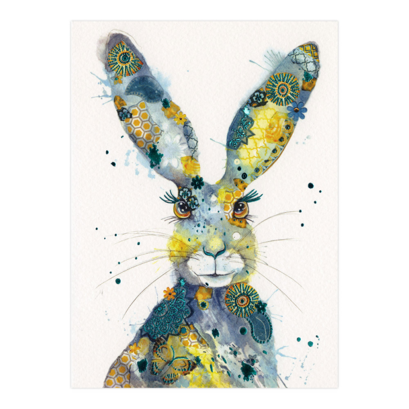 Felicitare Eclectic Watercolour Hare.  O felicitare perfecta pentru cei dragi.