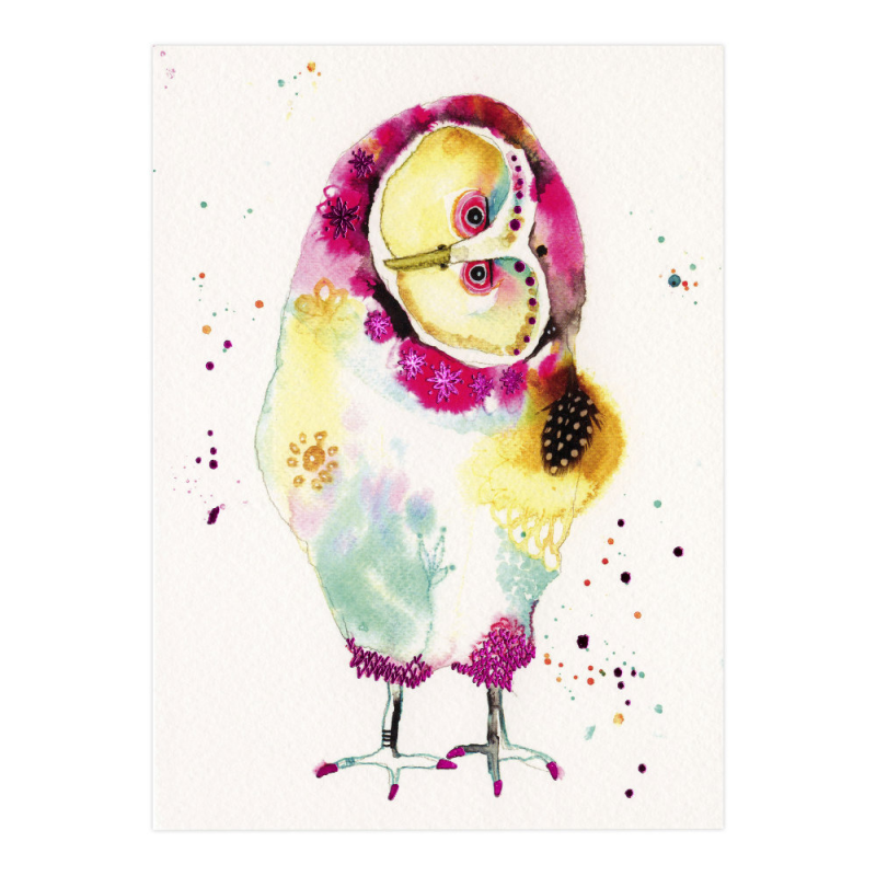 Felicitare Eclectic Watercolour Barn Owl. O felicitare perfecta pentru cei dragi.