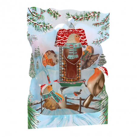 Felicitare 3D Swing Cards de iarna – Vrabiile Craciunului. O felicitare draguta care aduce bucurie celor dragi in sezonul rece.