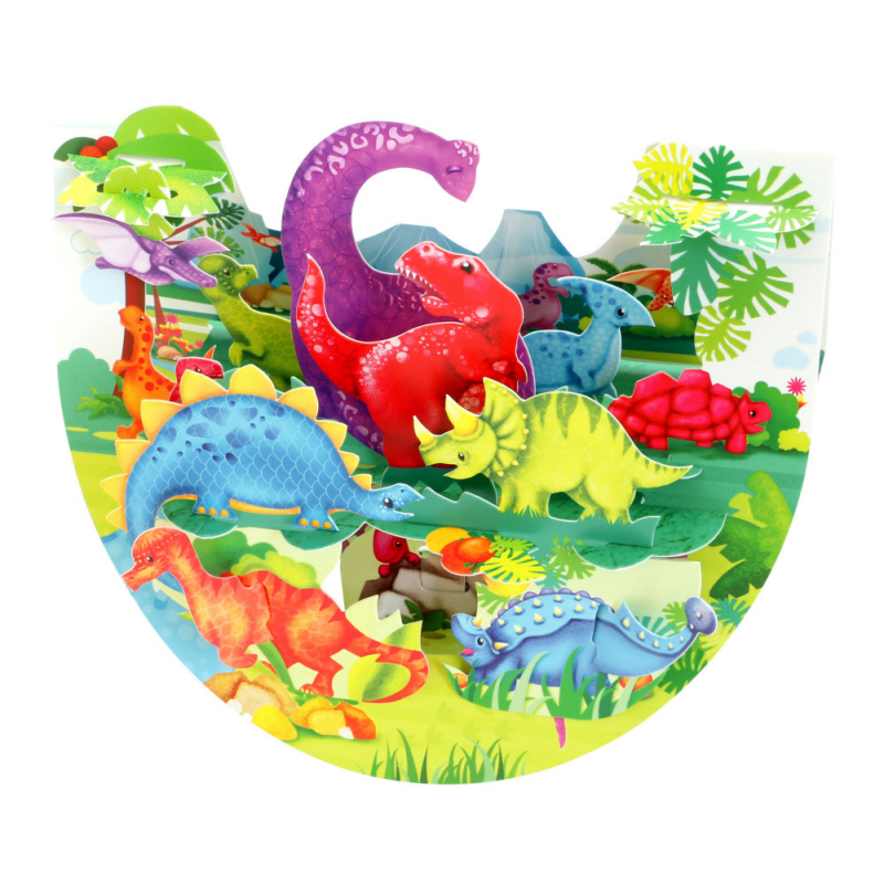 Felicitare 3D PopnRock Dinozauri -  o felicitare 3D, amuzanta, dedicata pasionatilor de dinozauri. Ideala pentru copii si adulti
