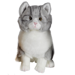 Pisica mare - jucarie din plus 30 cm pisicuta pufoasa alb cu gri