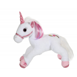 Unicorn alb - jucarie din plus cu sunet si lumini 35 cm