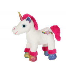 Unicorn alb si roz - jucarie din plus cu sunet 30 cm