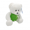 Ursulet alb - jucarie din plus cu vesta colorata 16 cm 4 modele, model cu vesta verde