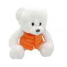 Ursulet alb - jucarie din plus cu vesta colorata 35 cm, 2 modele, model cu vesta portocalie