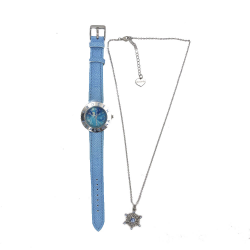 Prezentare produse - Set ceas de mana analogic bleu si colier Frozen Disney