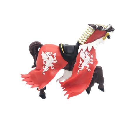 Calul regelui cu blazon dragon (rosu) - Figurina Papo