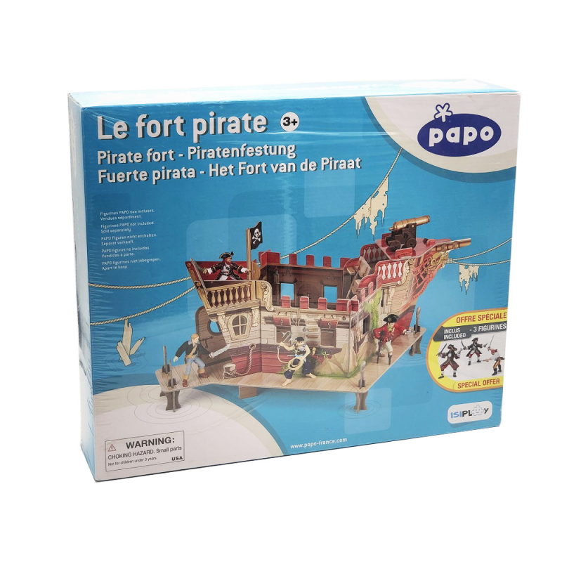 Figurina Papo - Set fort pirati carton+3 figurine