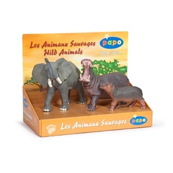 Set figurine Papo-Cutie animale salbatice (elefant,hipopotam,hipopotam pui)