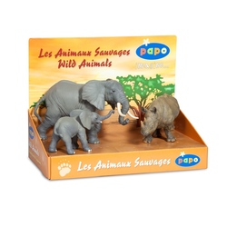 Set figurine Papo Cutie animale salbatice (elefant, elefant pui, rinocer)