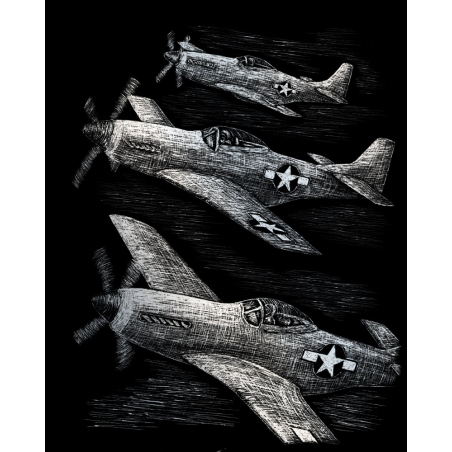 Set gravura pe folie argintie Avioane de lupta importator