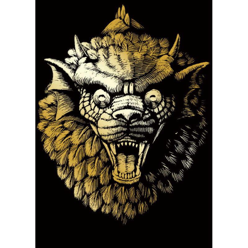 Set gravura pe folie aurie mica Gargoyle