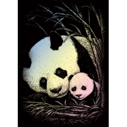 Set gravura pe folie holografica Panda de bambus