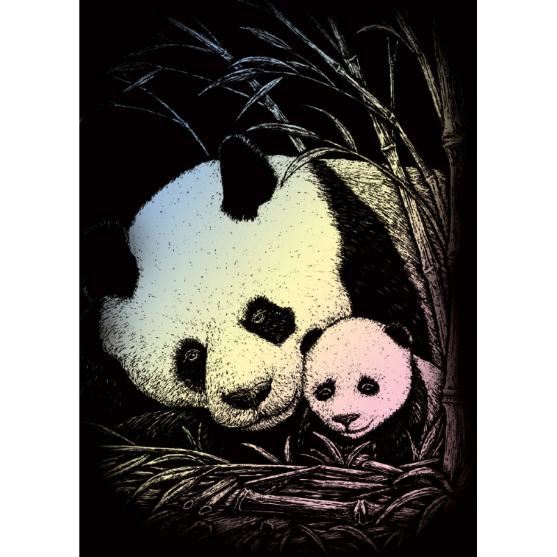 Set gravura pe folie holografica Panda de bambus