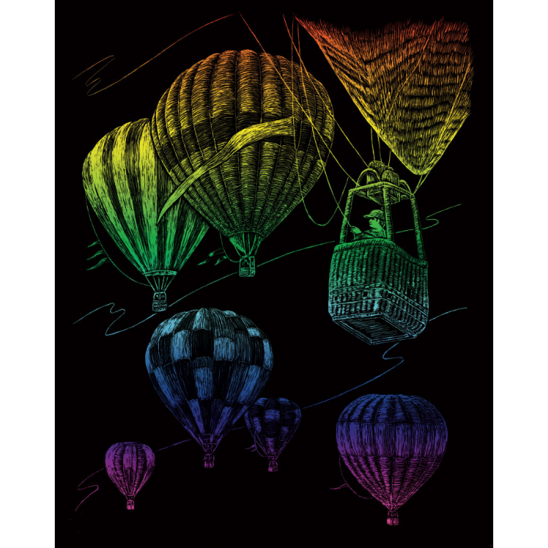 Set gravura pe folie curcubeu Baloane cu aer cald