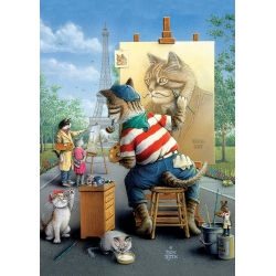 Puzzle 500 piese pentru seniori cu tema The Painter Cat-Don Roth