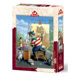 Puzzle 500 piese - The Painter Cat-Don Roth importator