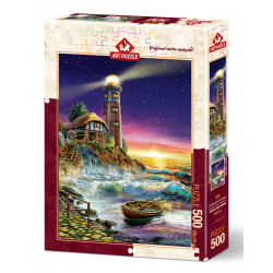 Puzzle 500 piese - Sunset By The Lighthouse-Adrian Chesterman importator Jad Flamande