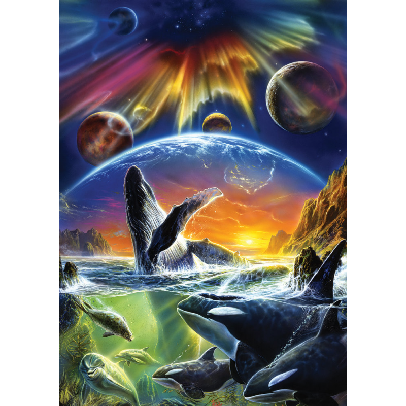Puzzle 500 piese - Orca Aurora-Bob Eggleton aurora boreala