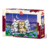 Puzzle 500 piese - Moonlight Swing Kittens-Kayomi Harai importator Jad Flamande