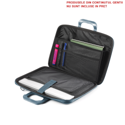 Geanta lux business laptop 15,6 Bombata Denim-Roz interior