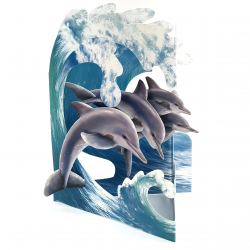 Felicitare 3D Swing Cards - Delfini elemente 3D