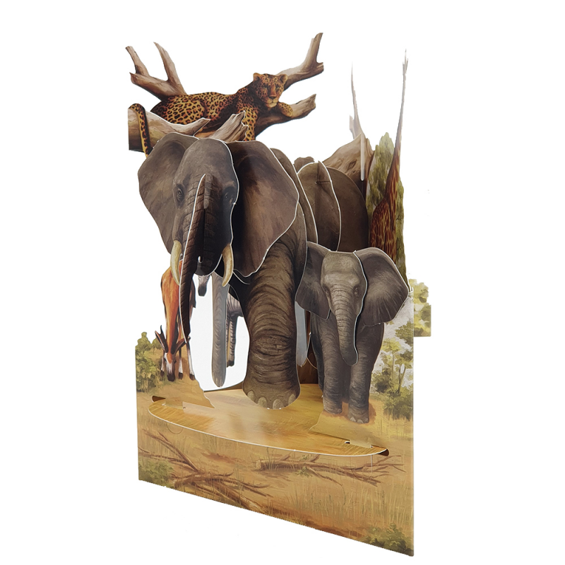 Felicitare 3D Swing Cards - Safari elemente mobile