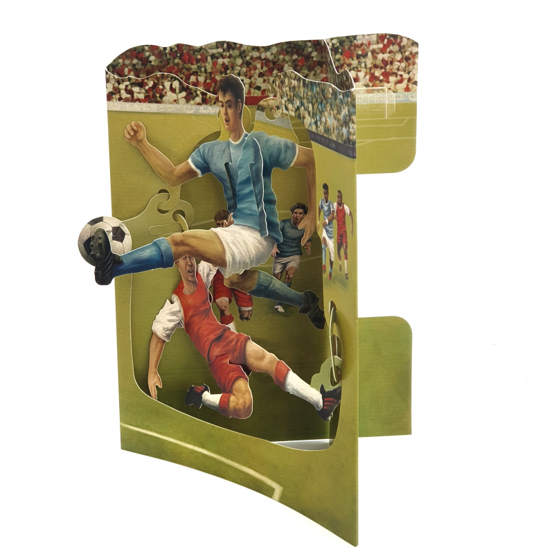 Felicitare 3D Swing Cards - Meci de fotbal elemente 3D