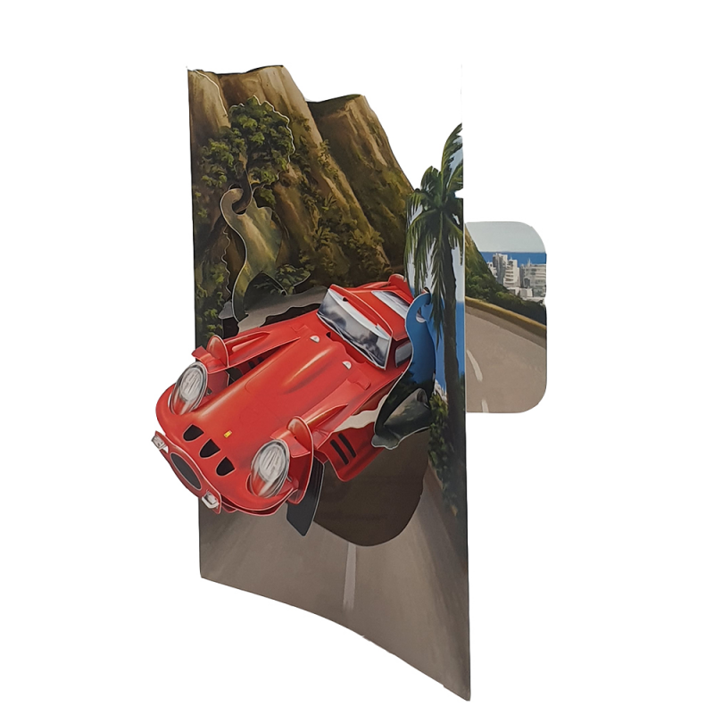 Felicitare 3D Swing Cards - Masina rosie elemente mobile