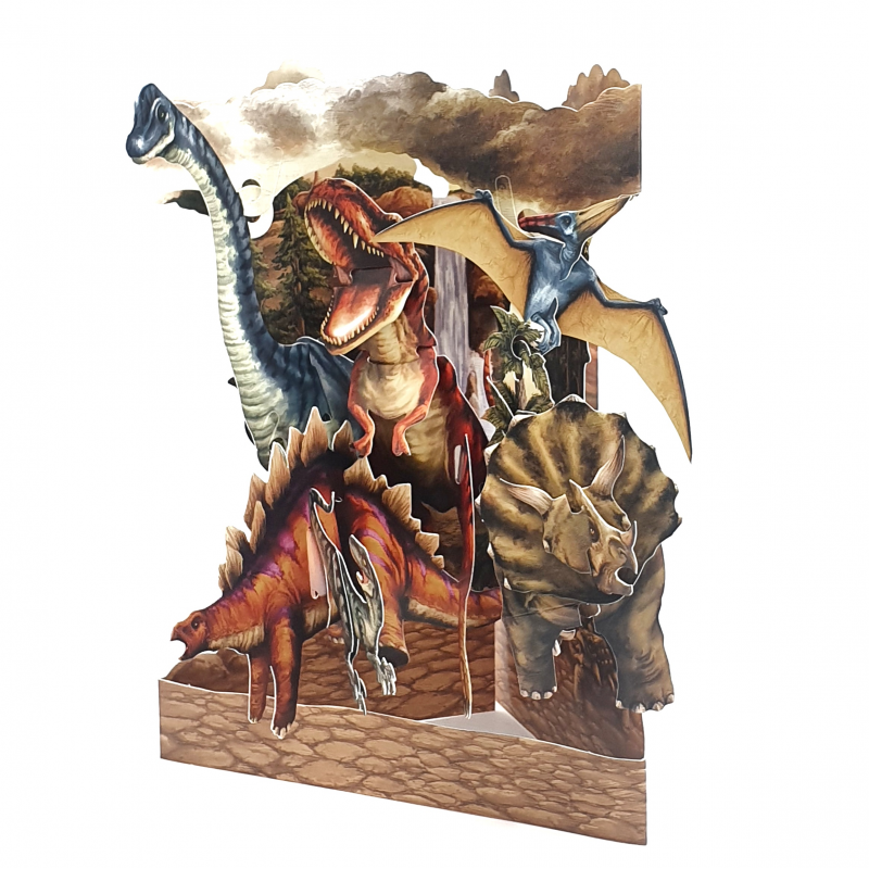 Felicitare 3D Swing Cards - Dinozauri elemente mobile